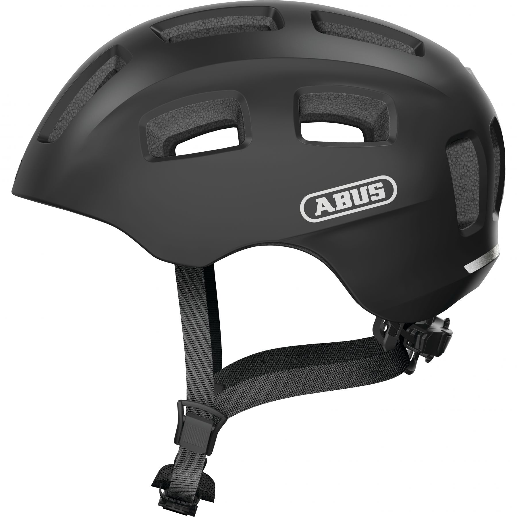 ABUS Fahrradhelm Youn-I 2.0 - mit Licht für Kinder, Jugendliche und junge Erwachsene - für Mädels und Jungs - Schwarz Matt, Größe M