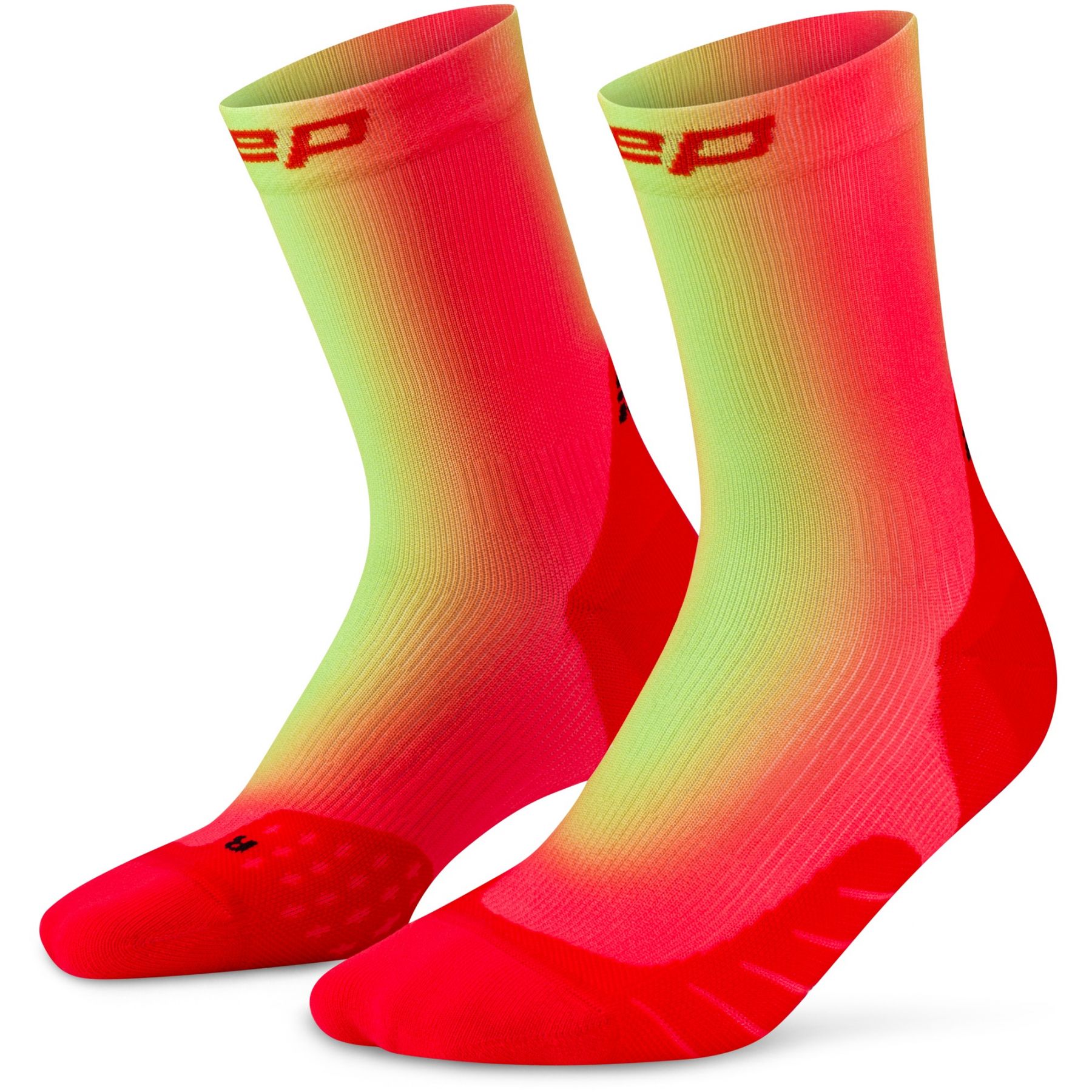 CEP Core Run EDT. GRADIENT Socks Mid Cut 5.0, Laufstrümpfe, Herren, rot/lime