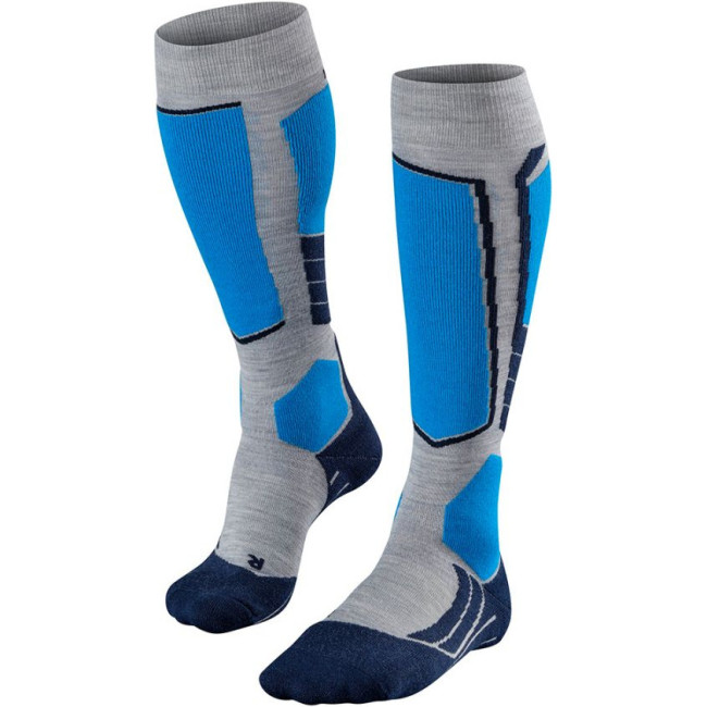 FALKE Herren Skisocken SK2 Intermediate Wool M Kh Wolle Funktionsmaterial warm dick 1 Paar, Grau Light Grey 3400, 44-45