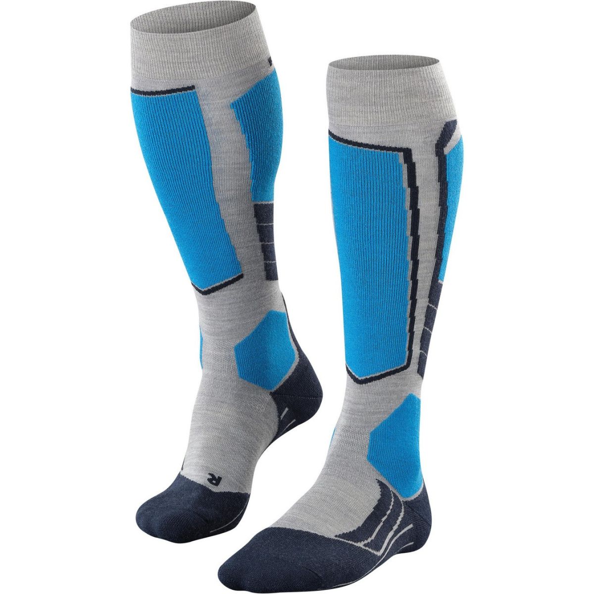 FALKE Herren Skisocken SK2 Intermediate Wool M Kh Wolle Funktionsmaterial warm dick 1 Paar, Grau Light Grey 3400, 44-45