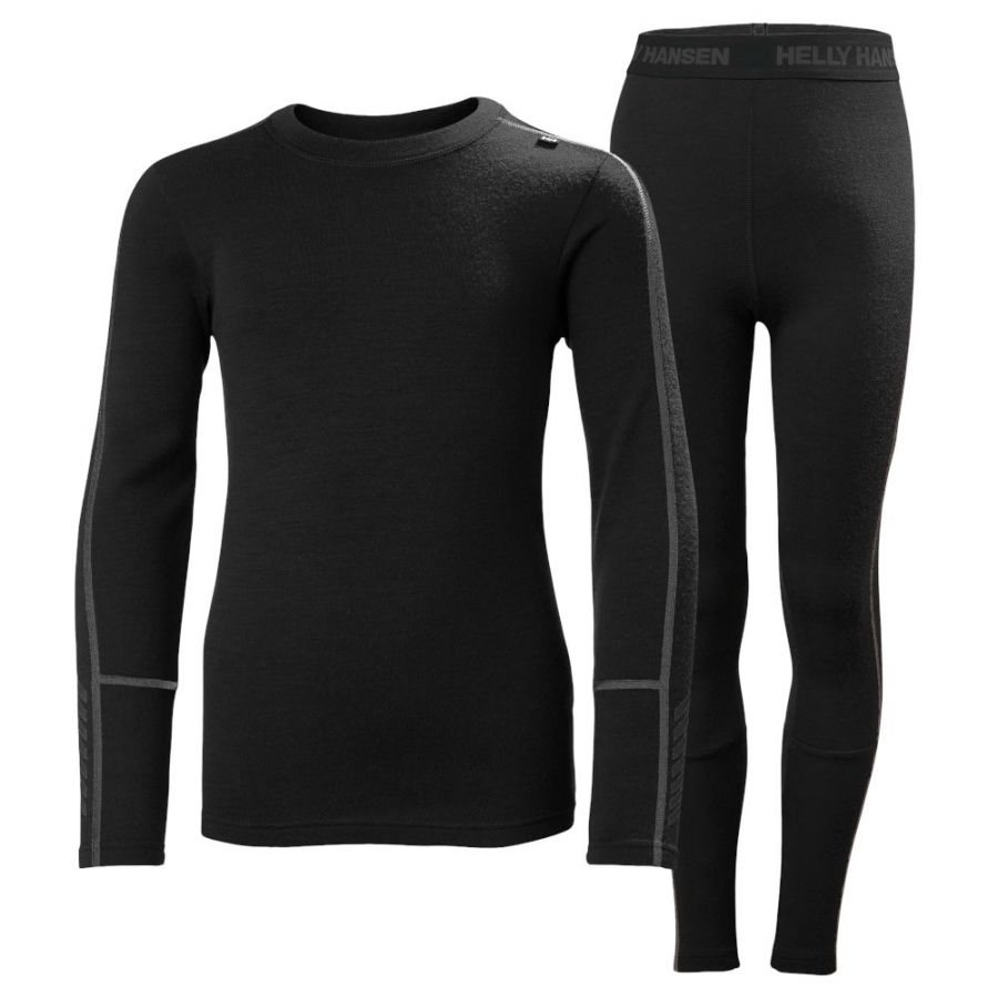Helly Hansen Lifa Merino Midweight, Set, Junior, schwarz