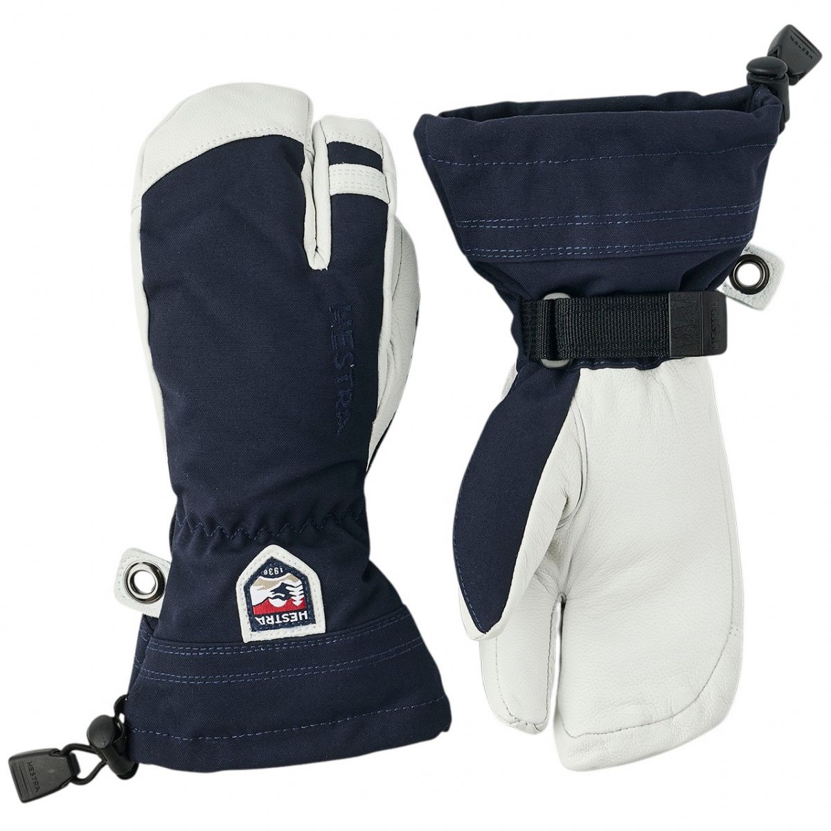 Hestra Army Leather Heli Ski, 3-Finger-Skihandschuhe, Junior, Navy