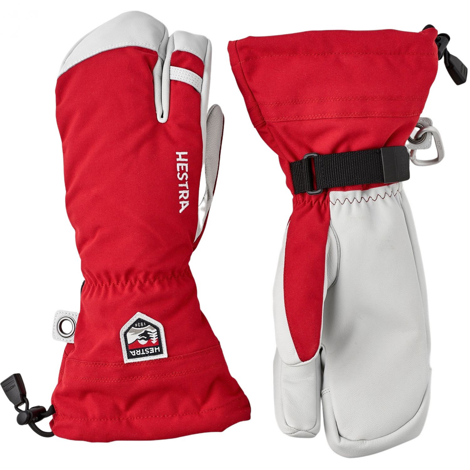 Hestra Army Leather Heli Ski, 3-Finger-Skihandschuhe, rot