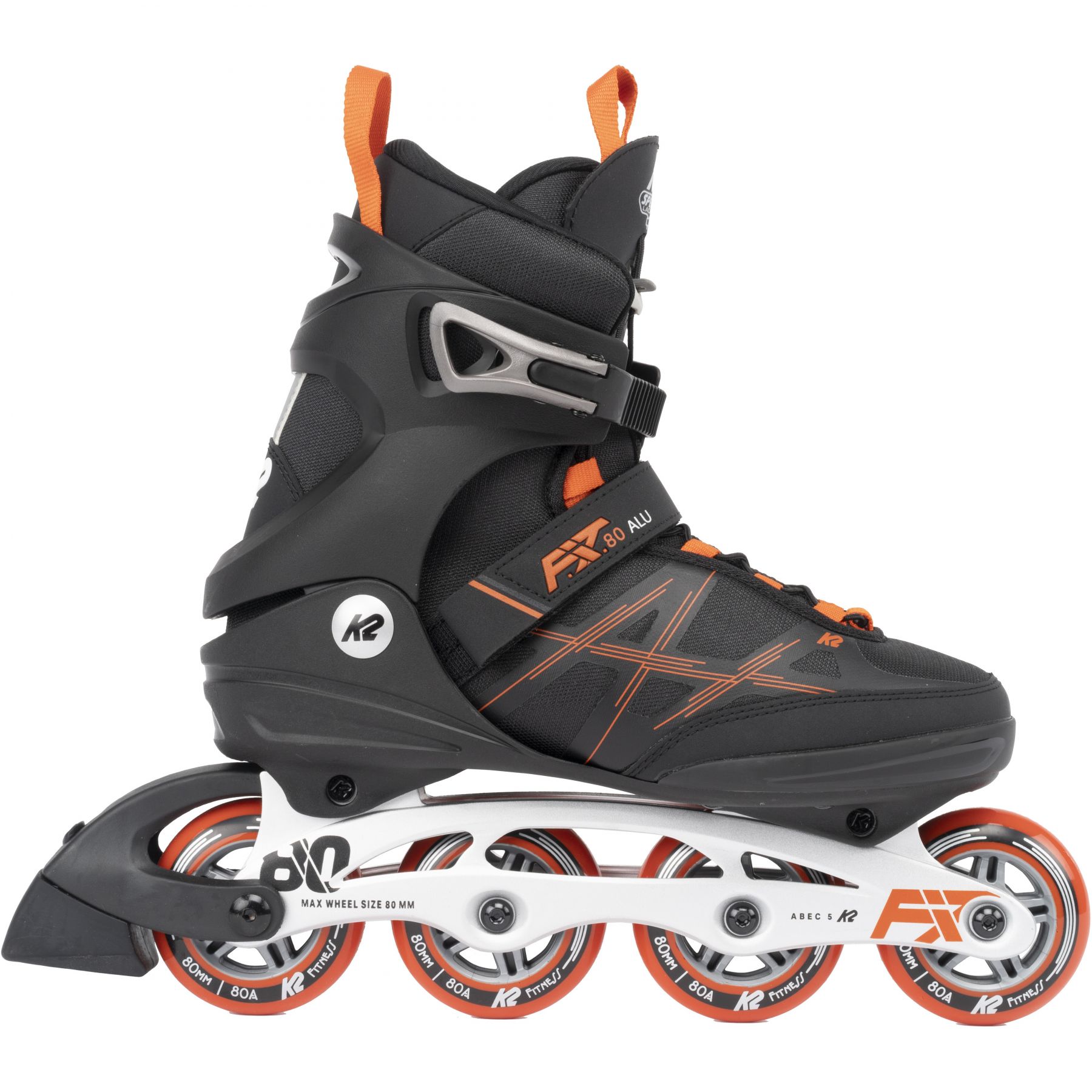 K2 F.I.T. 80 Alu, Inlineskates, Herren, schwarz/orange
