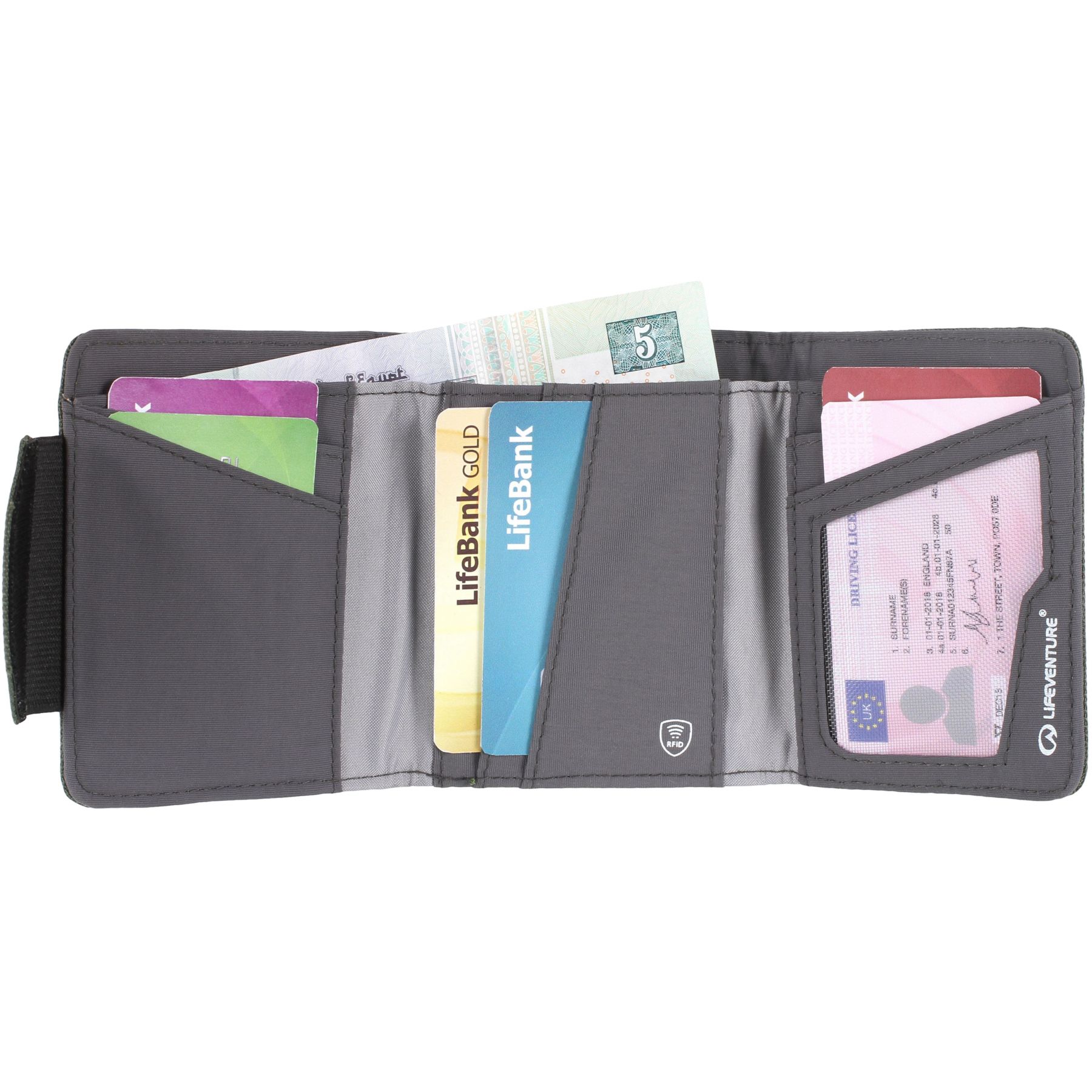 Lifeventure RFID-Geldbörse, recycelte Materialien, Unisex, grau