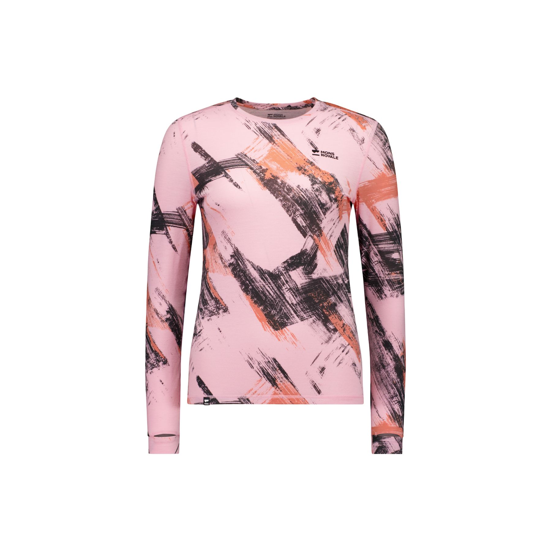 Mons Royale Cascade Merino Base Layer Long Sleeve Set, Damen, lyserød/lyserød/sort