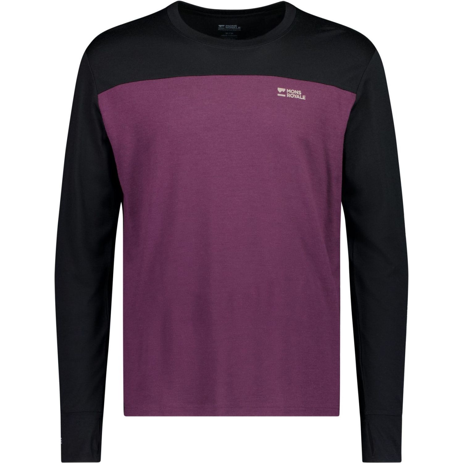 Mons Royale Yotei Merino Long Sleeve, Skiunterhemd, Herren, lila/schwarz