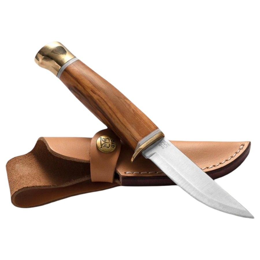 Oyo Jotunheimen Messer mit Lederscheide, Outdoormesser, beige