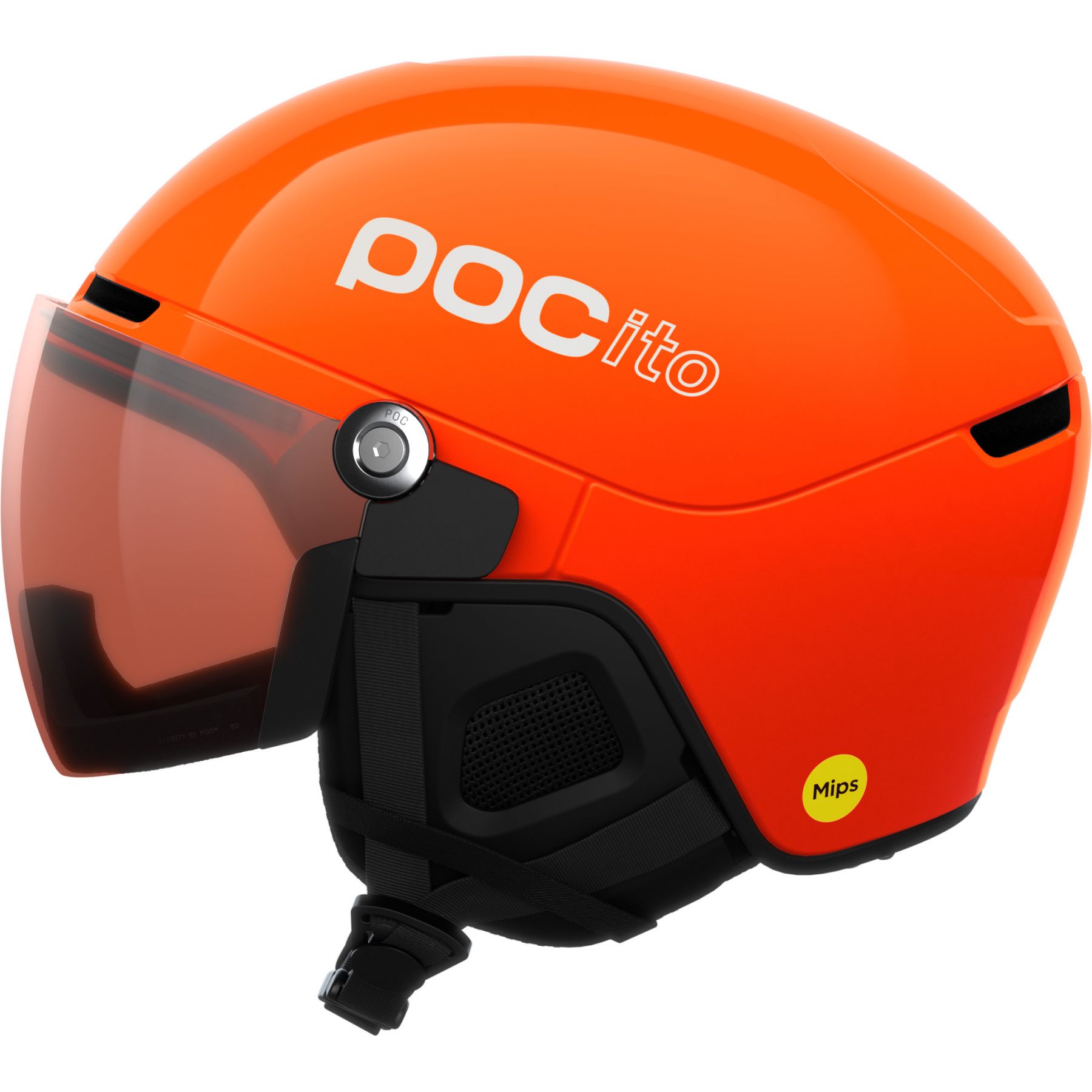 POCito Obex Visor, Skihelm mit Visier, Junior, florescent orange