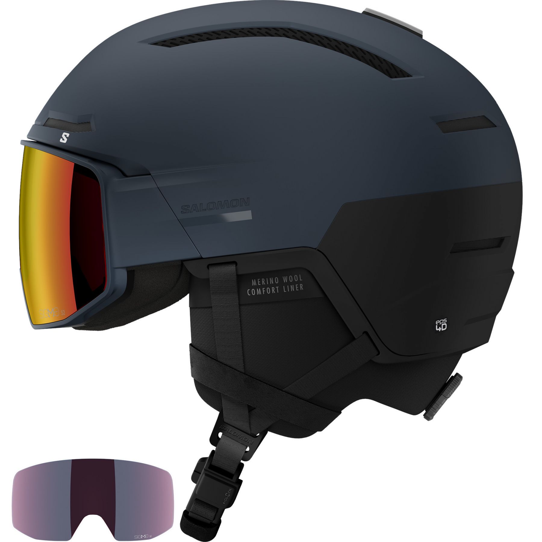 Salomon Driver Prime Sigma Plus, Skihelm mit Visier, dunkelblau