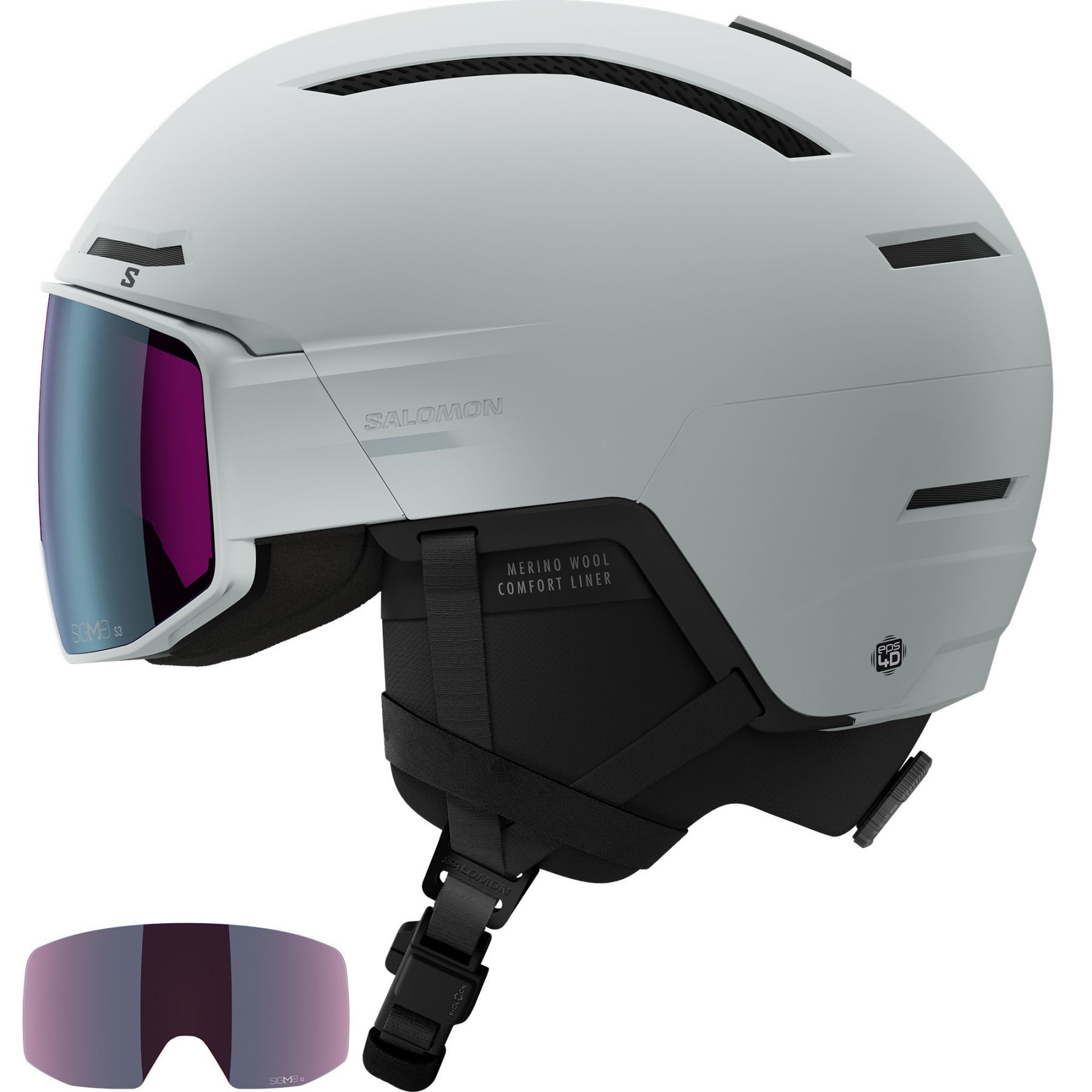 Salomon Driver Prime Sigma Plus, Skihelm mit Visier, hellblau