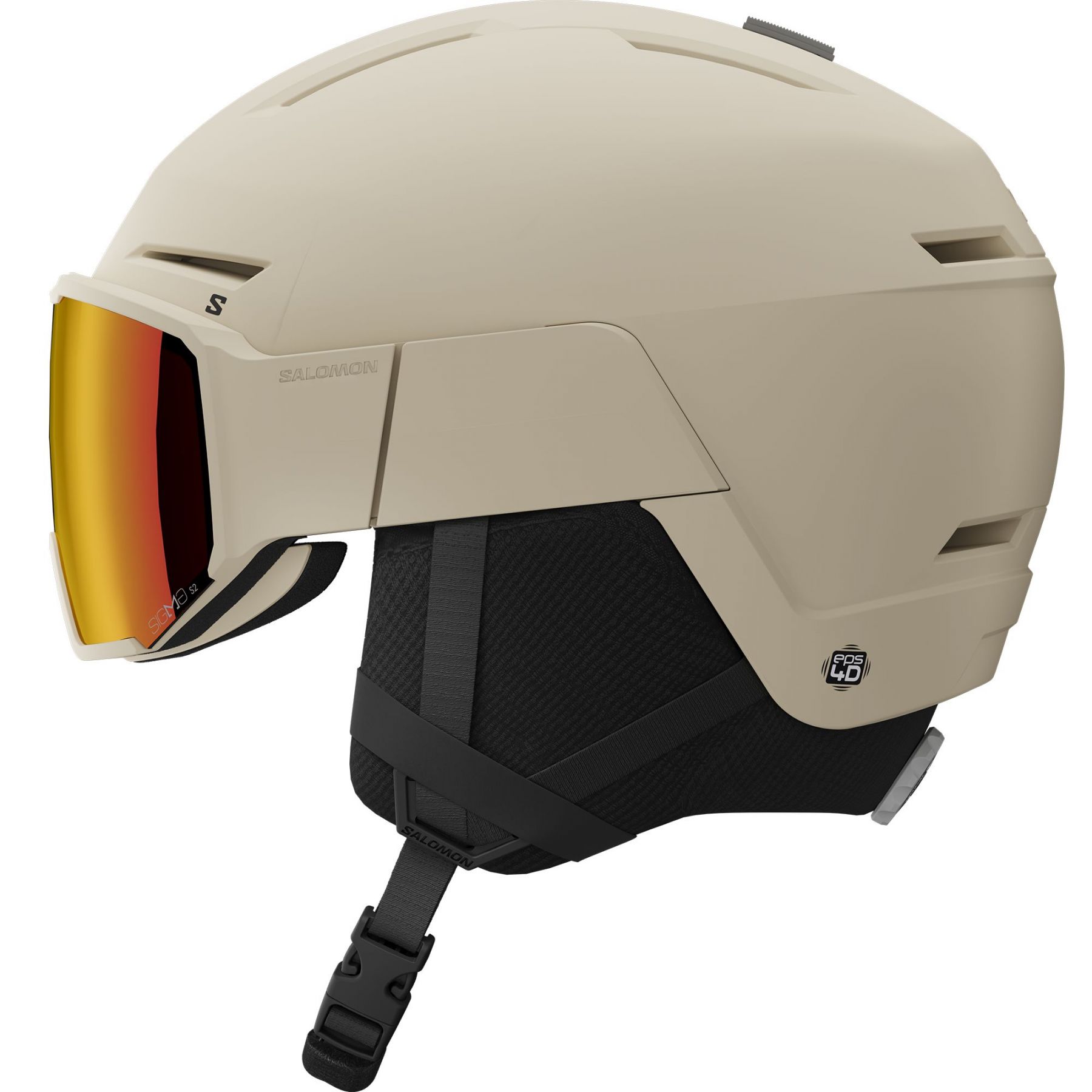 Salomon Osmo Simga, Skihelm mit Visier, beige