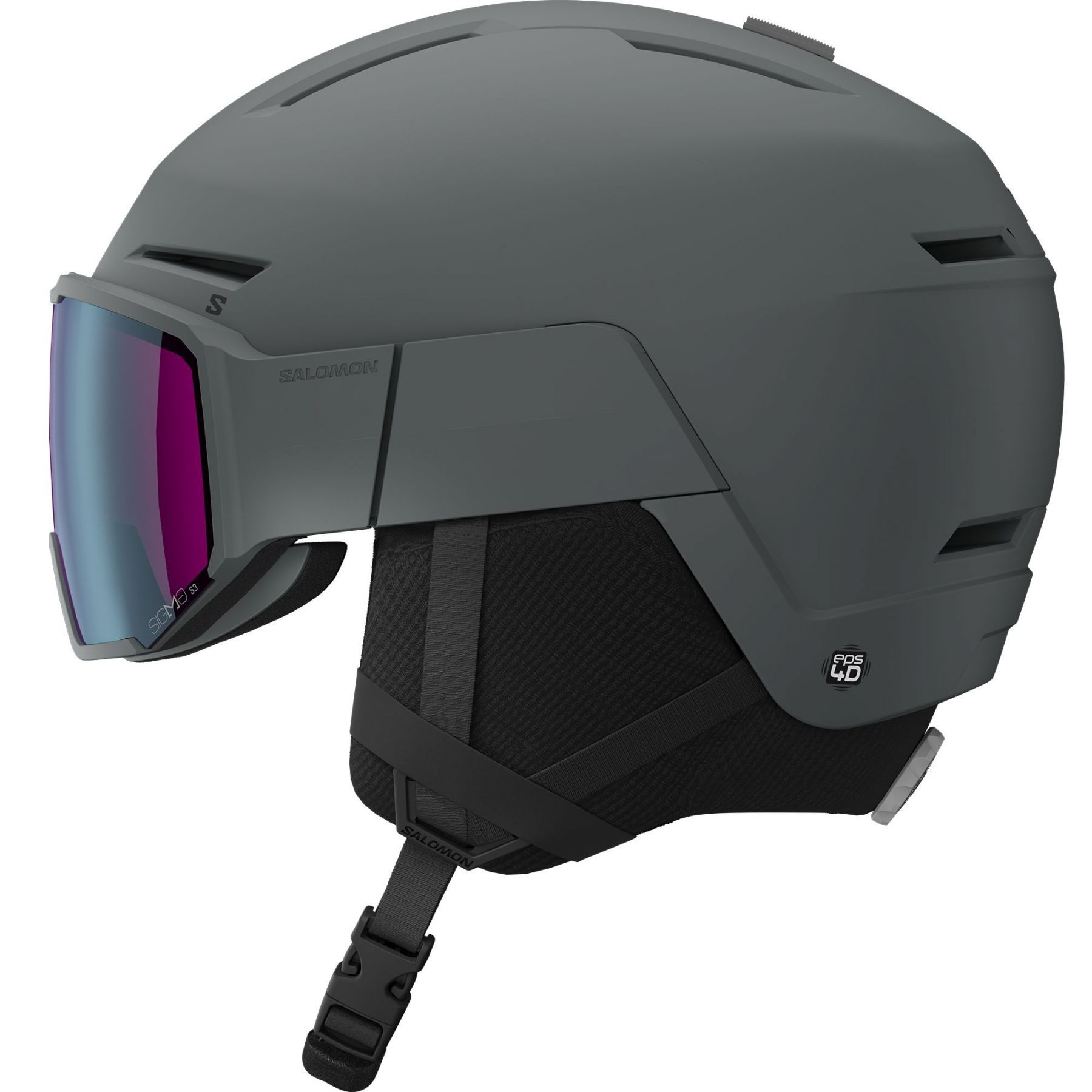 Salomon Osmo Simga, Skihelm mit Visier, grau