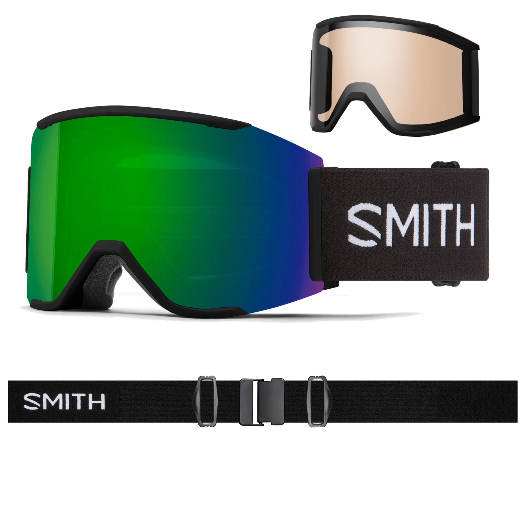 Smith SQUAD MAG M00756 0JX99MK black / chromapop sun green mirror - chromapop storm amber