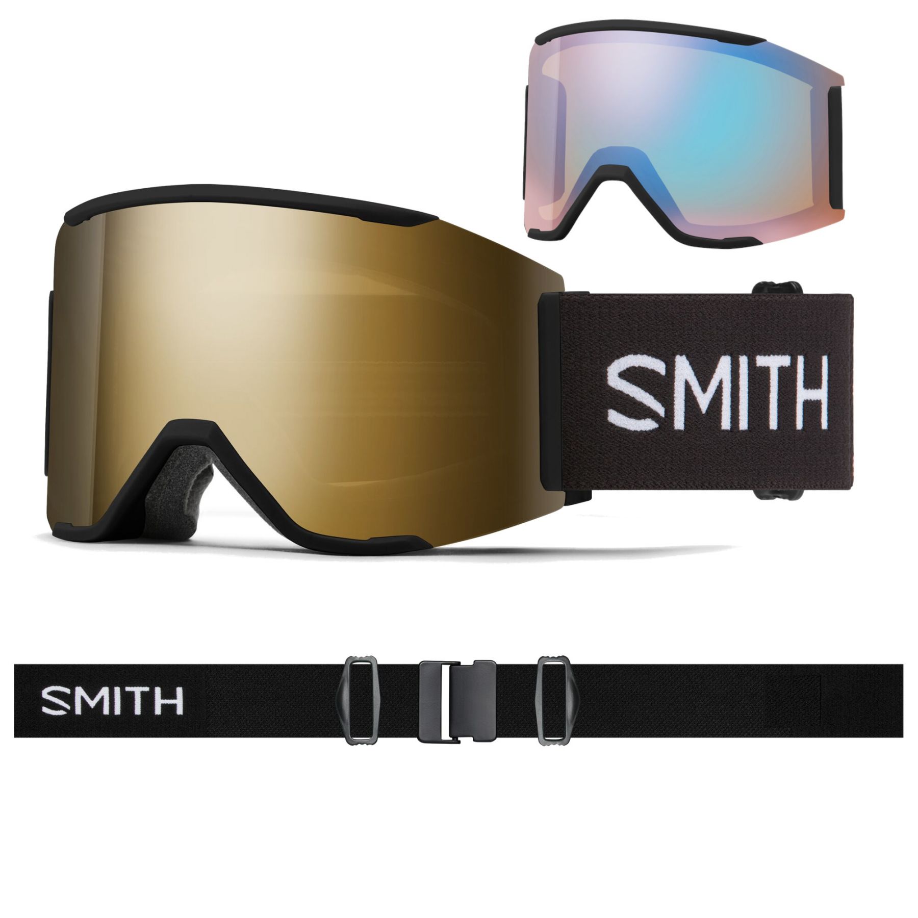 Smith SQUAD MAG M00756 0JX99MN black / chromapop sun black gold mirror - chromapop blue mirror