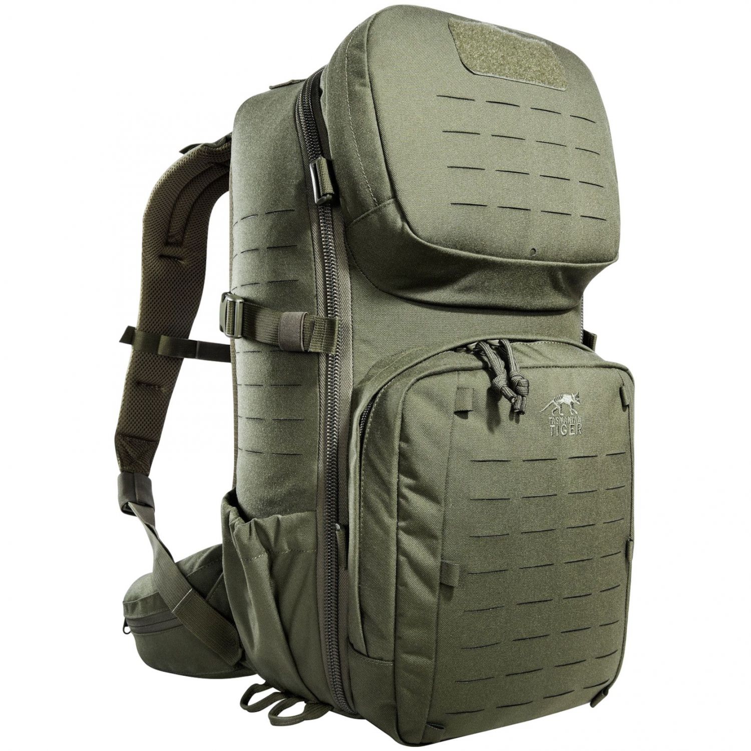 Tasmanian Tiger TT Modular Combat Pack 22L, Militär Tages-Rucksack, perfekt organisierter Daypack, Molle-Kompatibel für Uni, Arbeit, Schule, Outdoor, Trekking und Wandern, Oliv