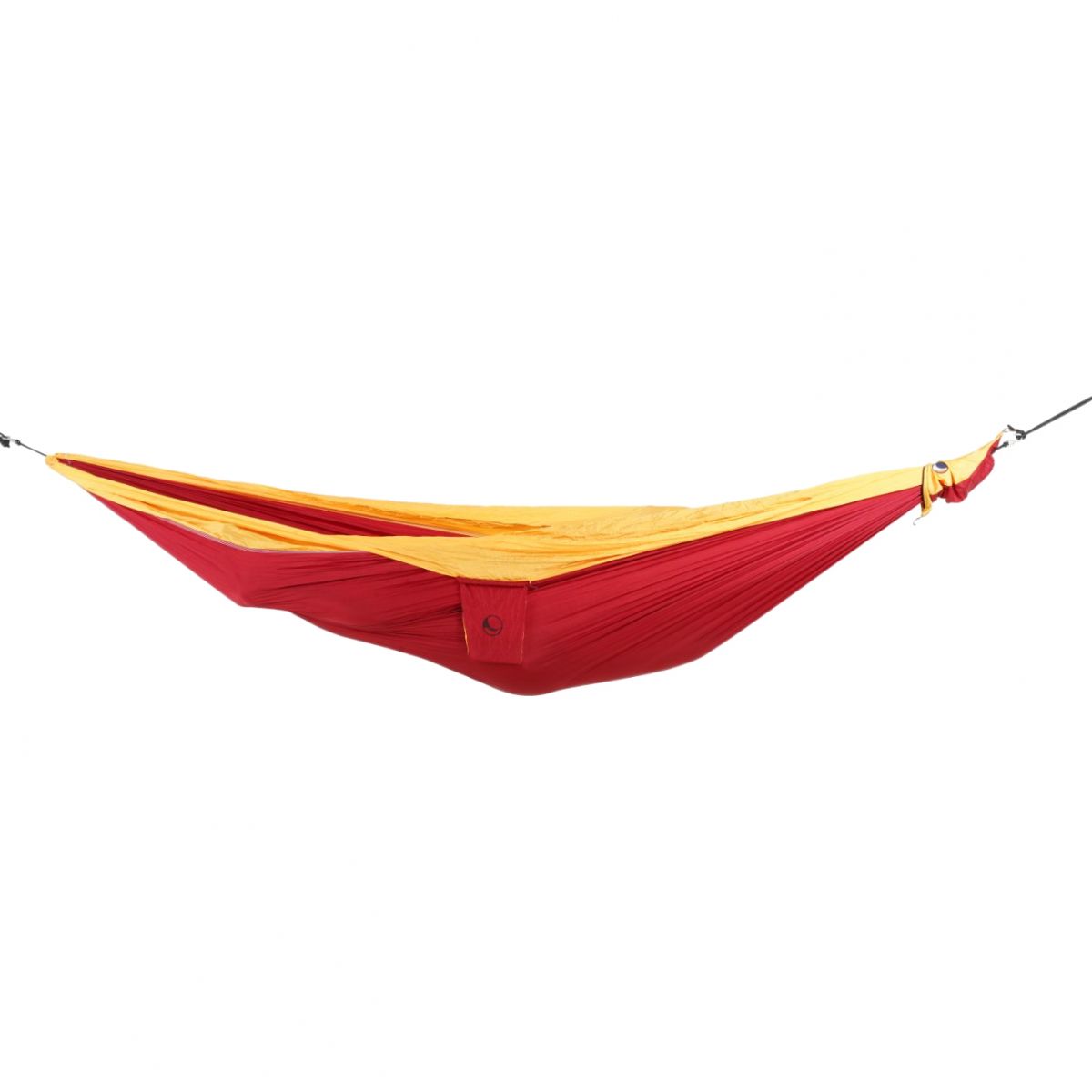 Fallschirmhängematte King Size - Original seit 1996 | Burgund/DUNKELGELB | Groß und Komfortabel | 320 x 230 cm, nur 700 g | Schneller Aufbau < 1min | Camping, Hängematte