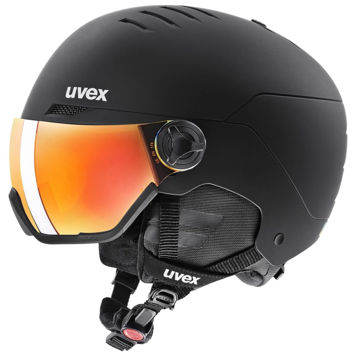 Uvex Wanted Visor, Skihelm mit Visir, schwarz