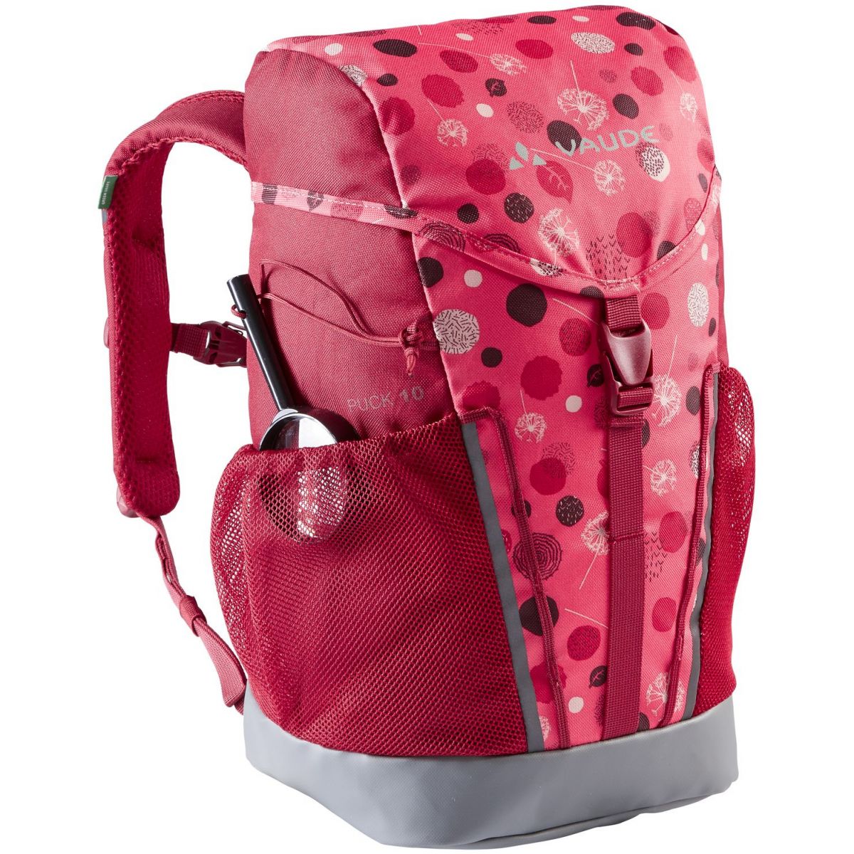 VAUDE Kinderrucksack Mädchen Puck - komfortabler Wanderrucksack Kinder 10L, Wetterfester Schulrucksack mit Regenhülle & Lupe, viel Stauraum - bright pink/cranberry